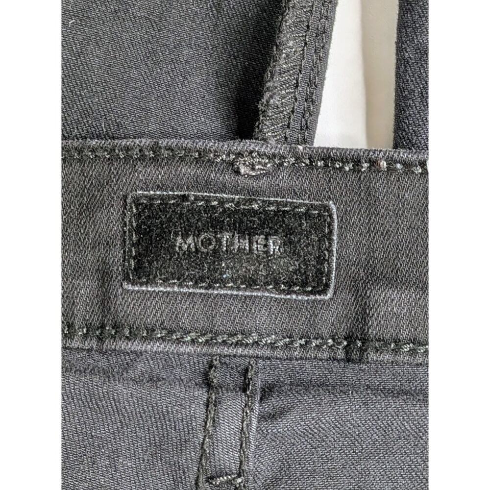 MOTHER Hustler Ankle Fray Jeans 30 Black High Rise Crop Raw Hem Not Guilty - Picture 14 of 15